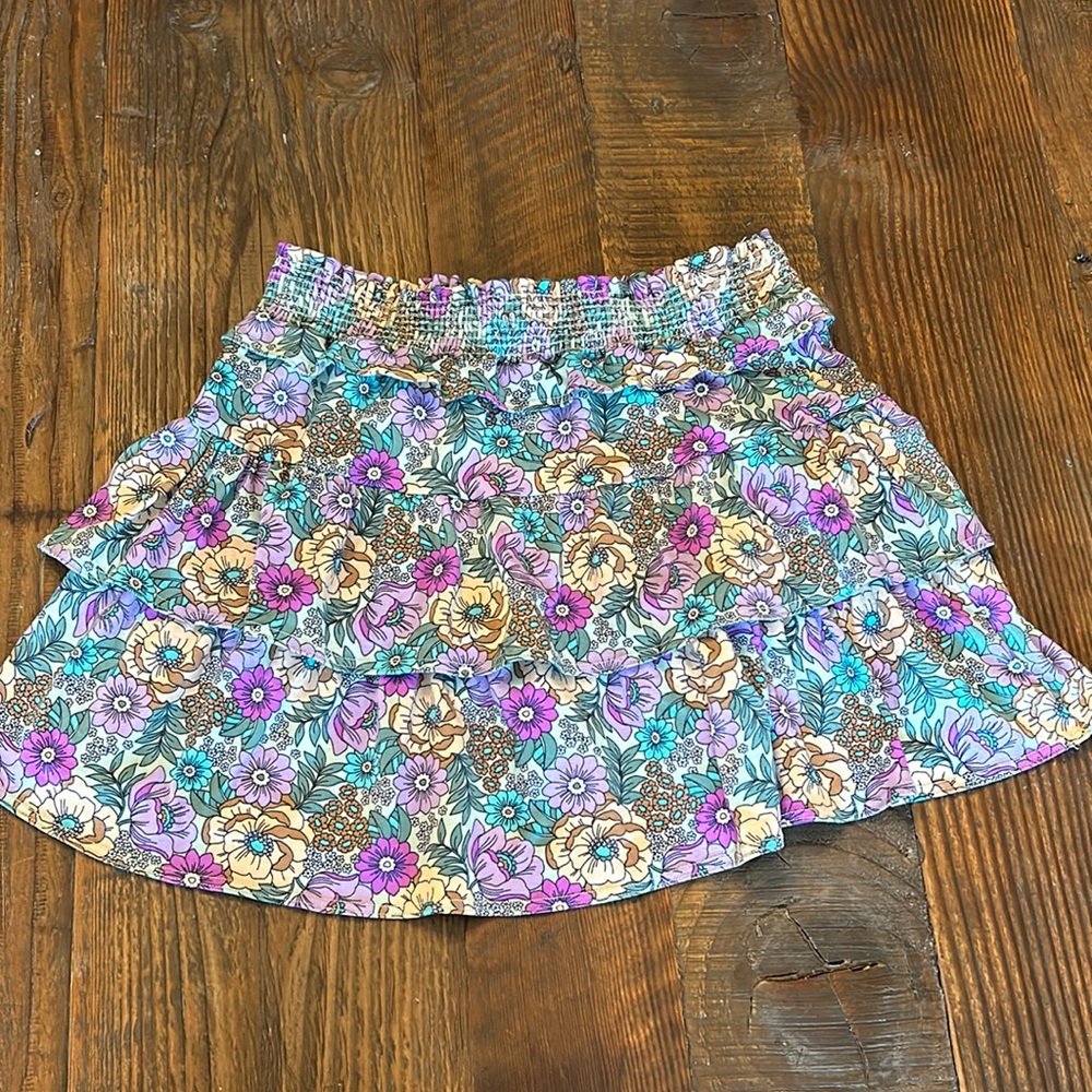 Tweenstyle Ruffled Tiered Floral Skirt Sz 14